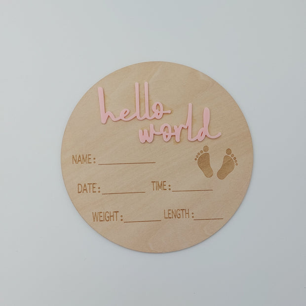 Houten mijlpaalkaart 'Hello World' kleur - Studio Blooming