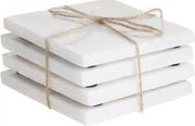 Marmeren glasonderzetter set van 4 - wit / zwart - Studio Blooming